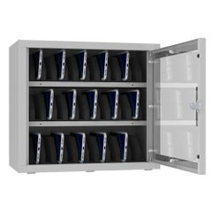 Handyaufbewahrungsschrank offen mit handy